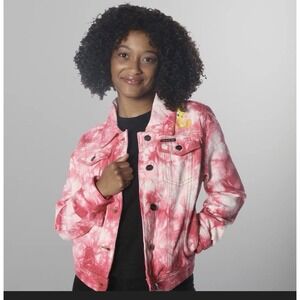 Looney‎ Tunes x Members Only Jacket Women Pink Tie Dye Tweety Bird Denim Medium